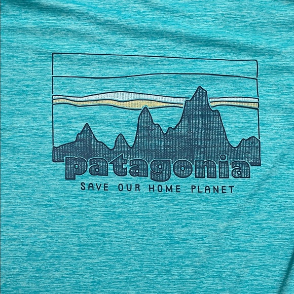 Patagonia Capilene Cool Daily Shirt Teal Save Our Home Planet - Picture 9 of 9